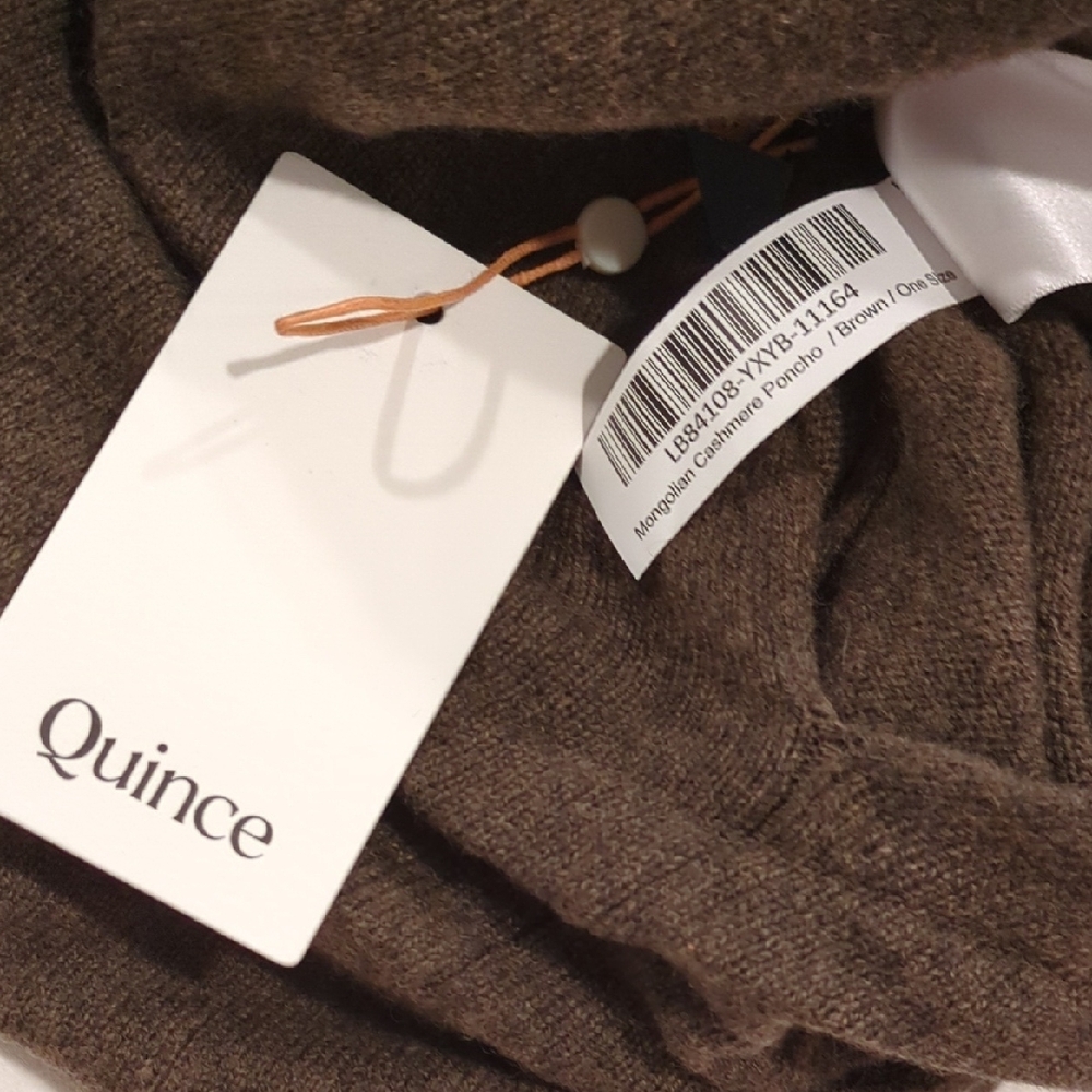 Quince Chocolate Brown Women's Mongolian Cashmere Poncho - Picture 7 of 7